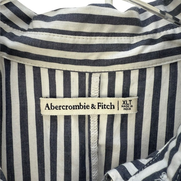 Abercrombie & Fitch Striped Short-Sleeve Midi Shirt Dress XL Tall - Picture 9 of 10